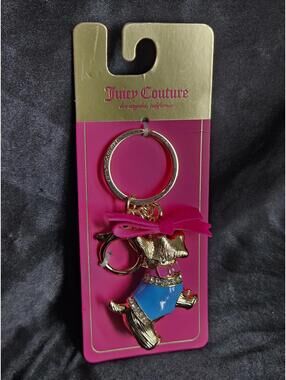 Juicy Couture Scottie Dog Keychain Charm Clip Gold Tone Bag Accessory NWT